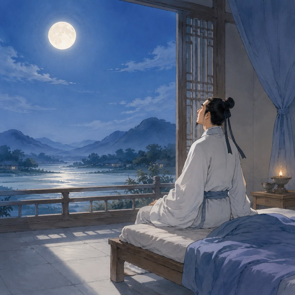 《静夜思》诗意配图