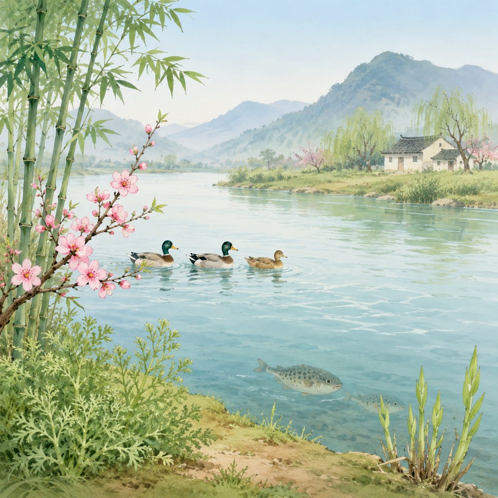 《惠崇《春江晓景》》诗意配图