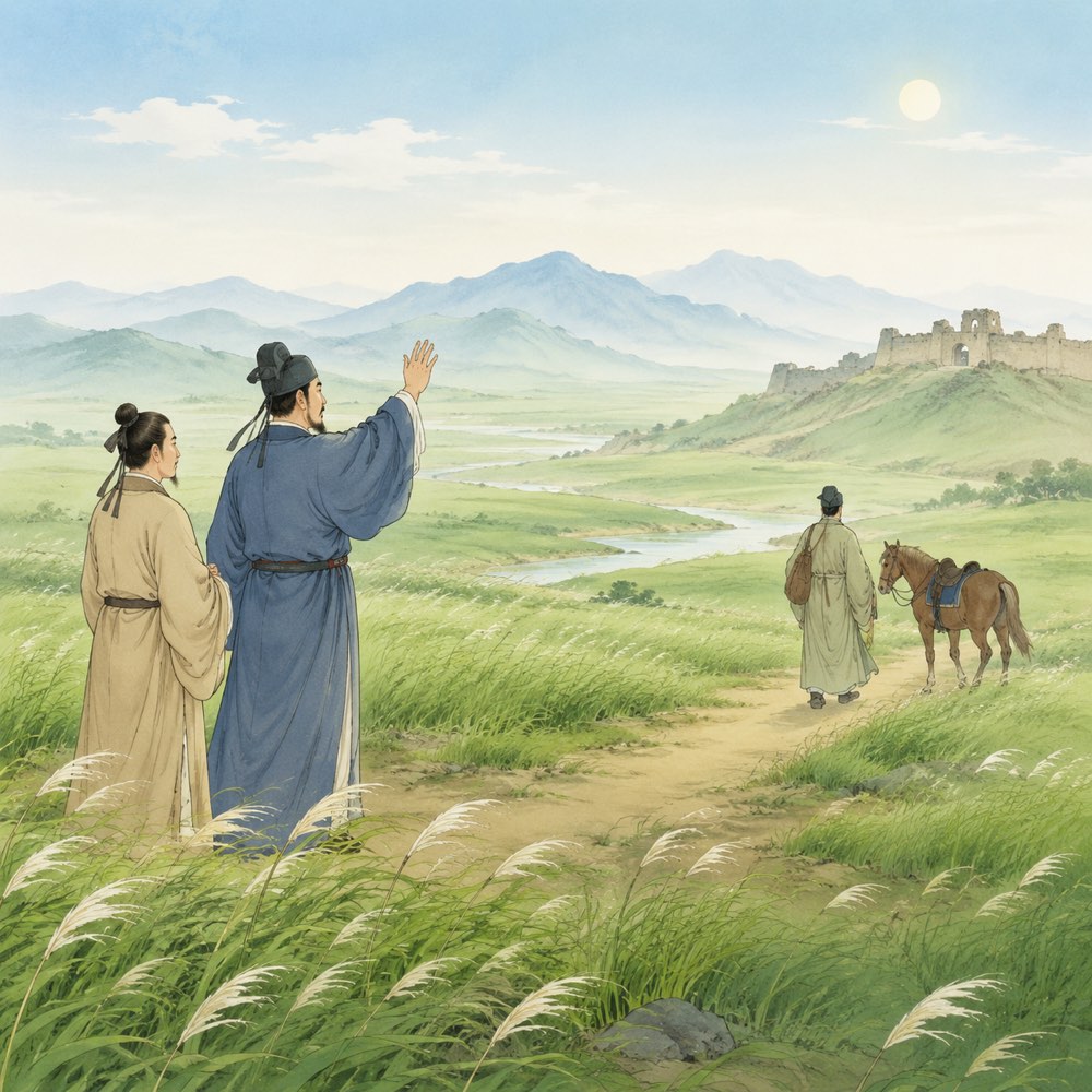 《赋得古原草送别》诗意配图