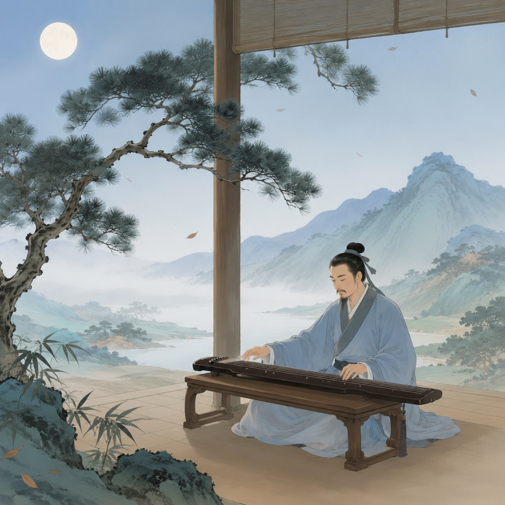 《听弹琴》诗意配图