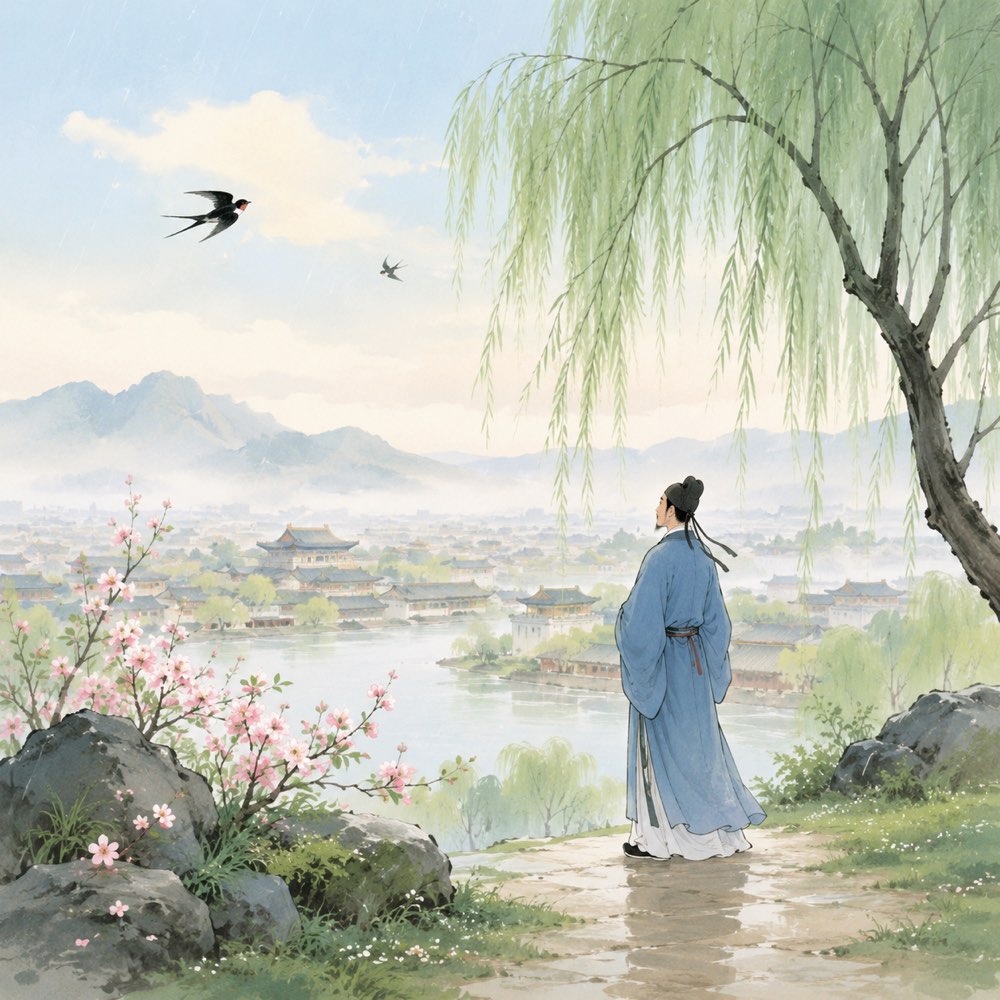 《早春呈水部张十八员外》诗意配图