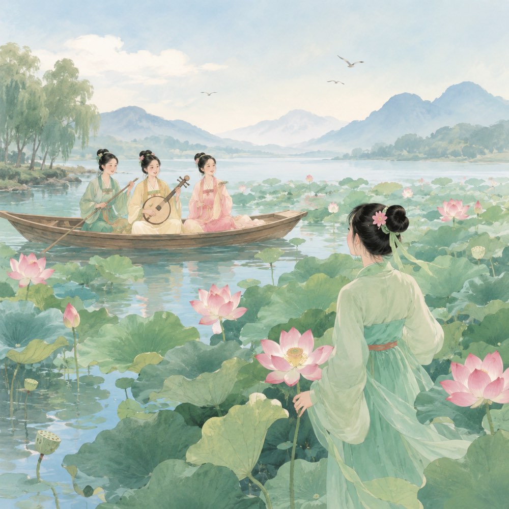 《采莲曲》诗意配图