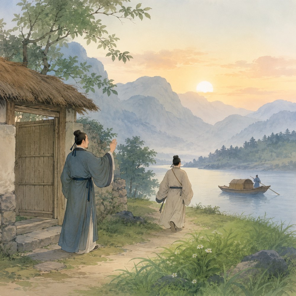 《山中送别》诗意配图