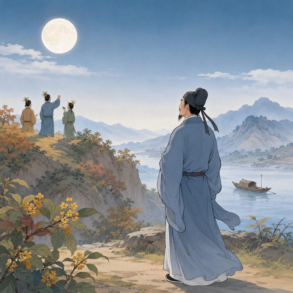 《九月九日忆山东兄弟》诗意配图