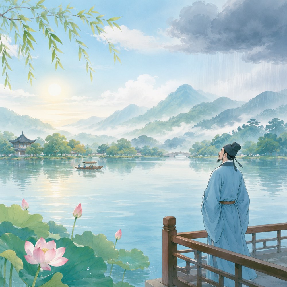 《饮湖上初晴后雨》诗意配图