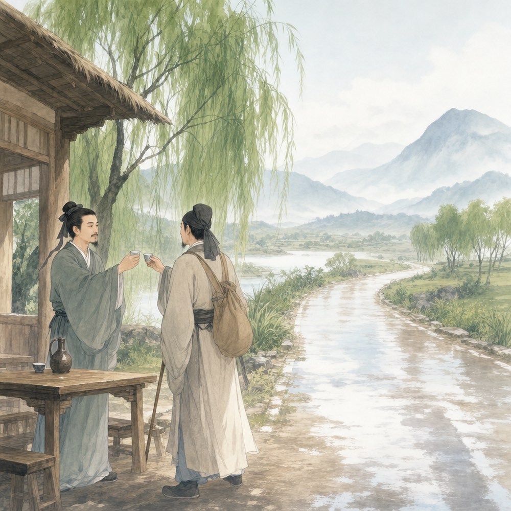 《送元二使安西》诗意配图