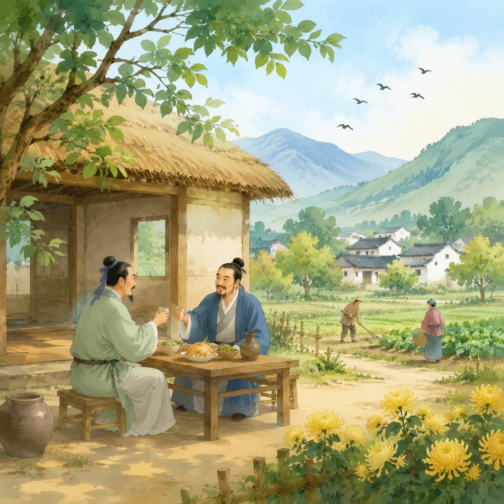 《过故人庄》诗意配图