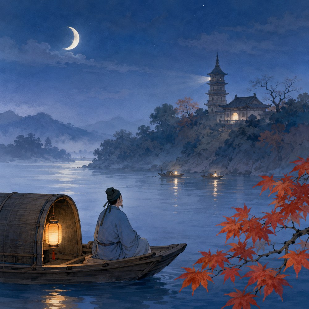 《枫桥夜泊》诗意配图