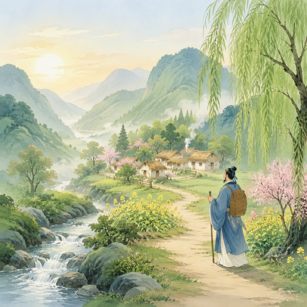 《游山西村》诗意配图