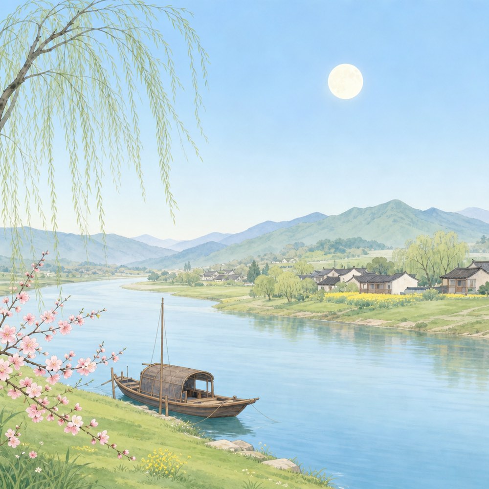 《泊船瓜洲》诗意配图