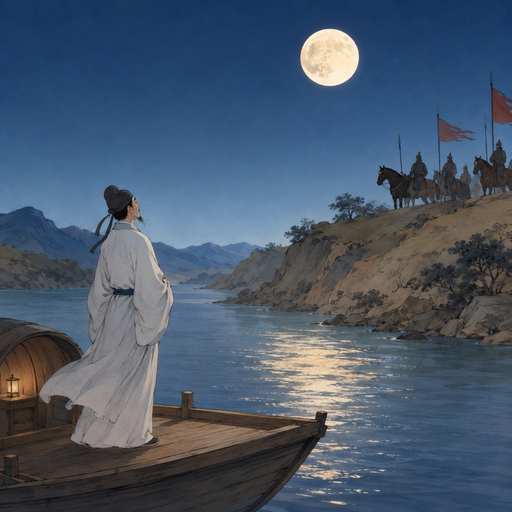 《夜泊牛渚怀古》诗意配图