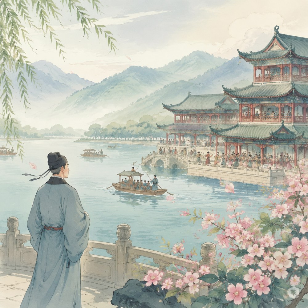 《题临安邸》诗意配图