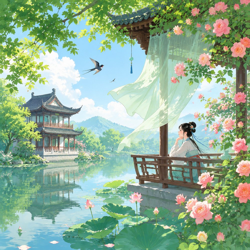 《山亭夏日》诗意配图