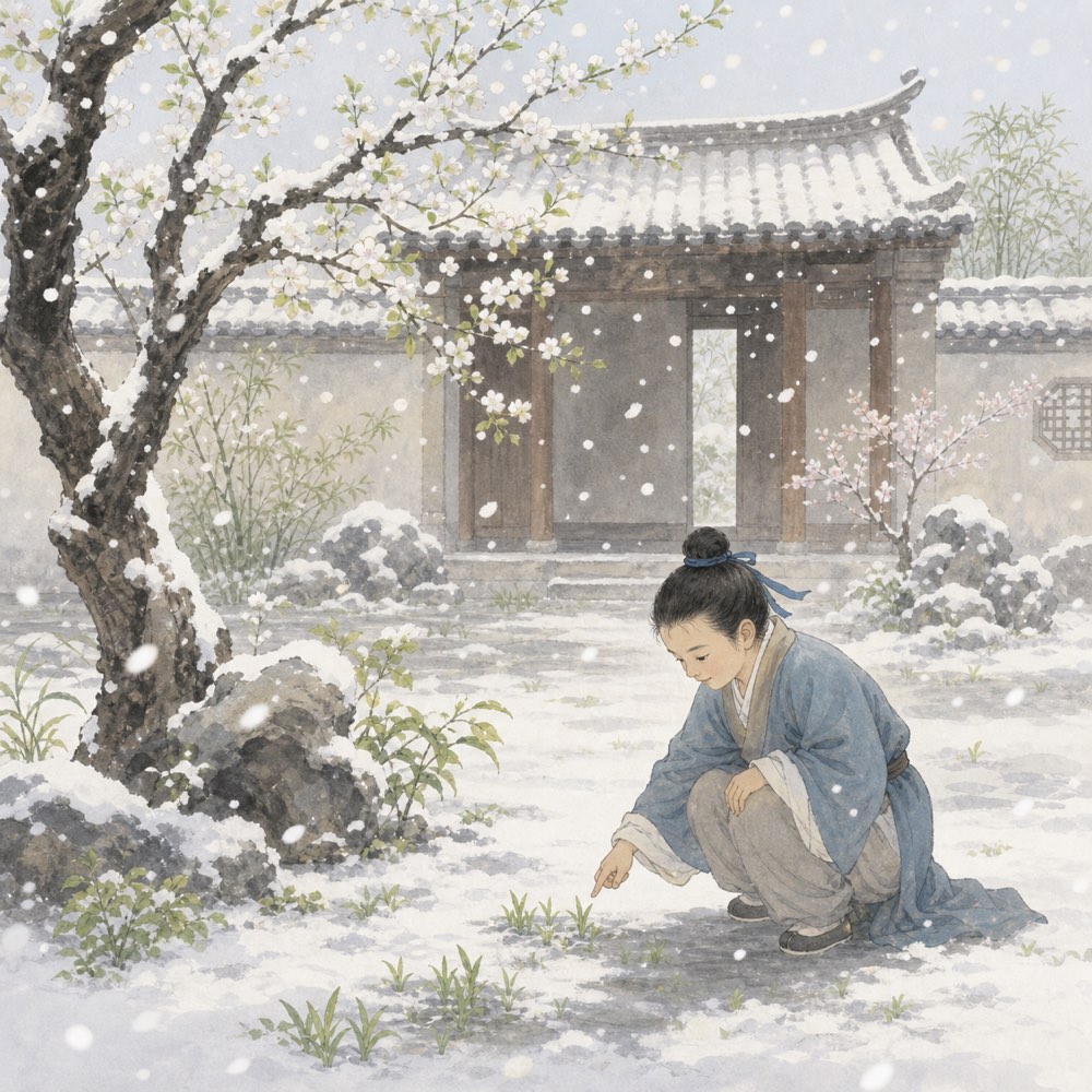 《春雪》诗意配图
