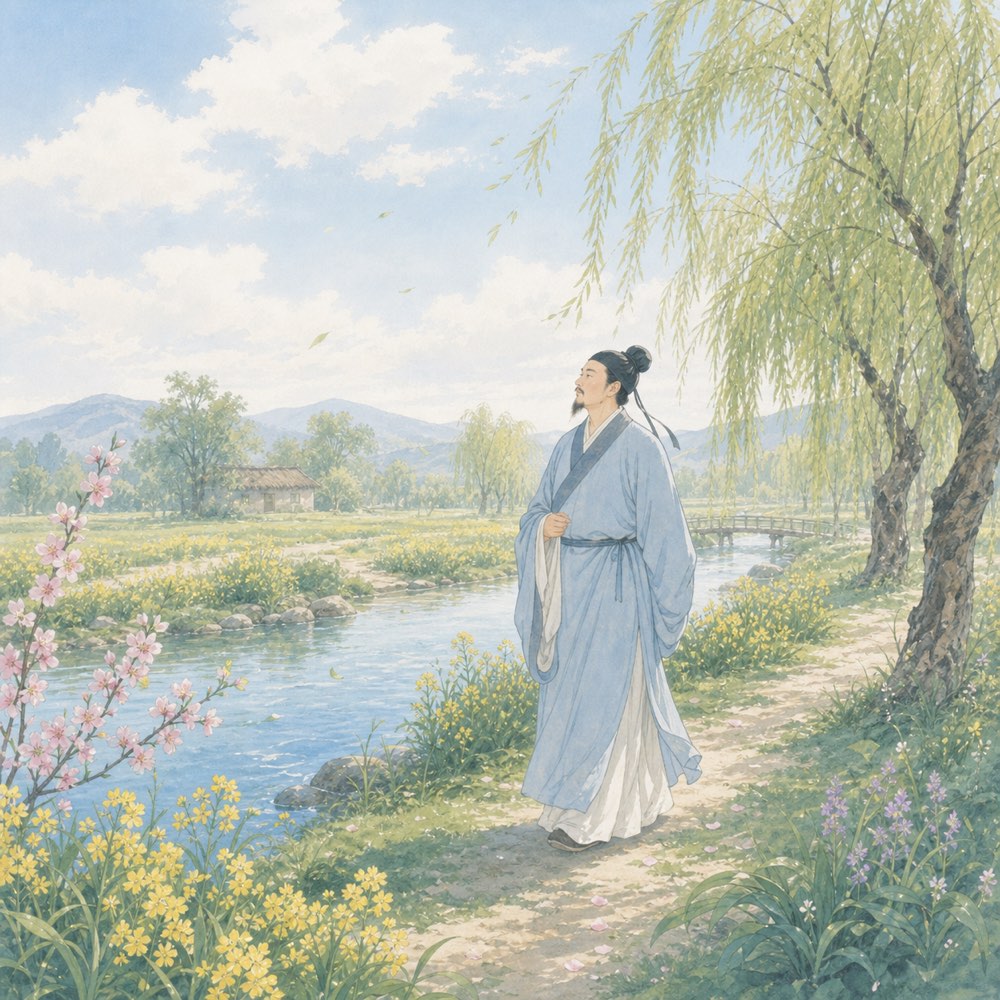 《春日偶成》诗意配图