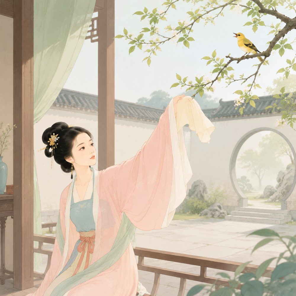 《春怨》诗意配图