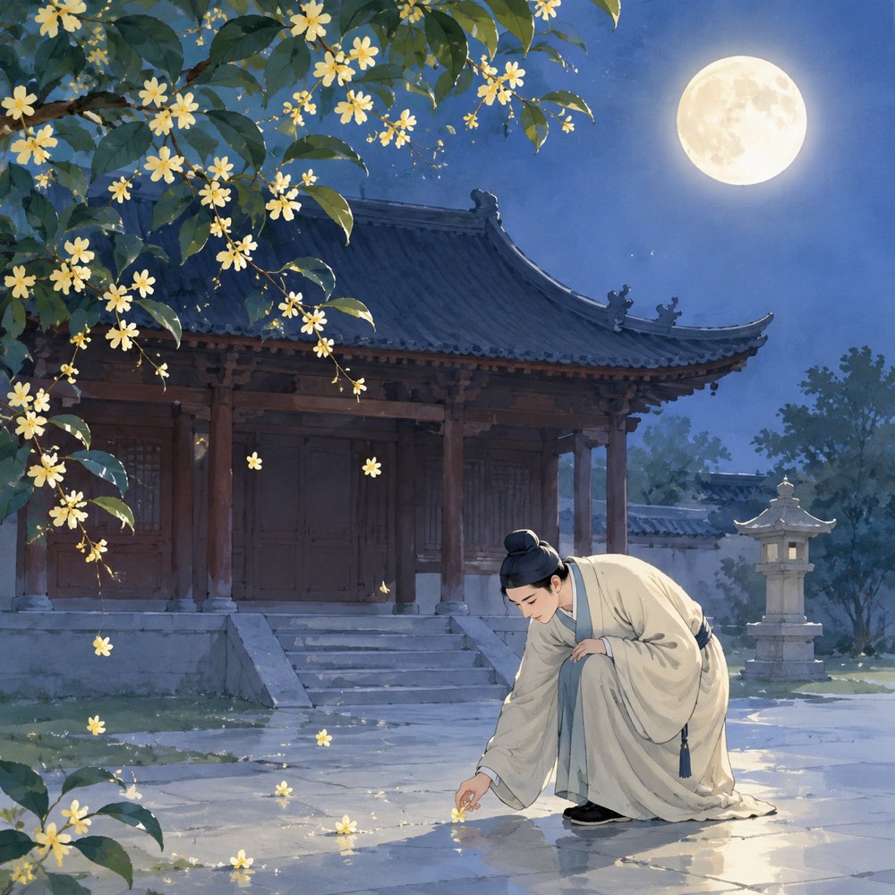 《天竺寺八月十五日夜桂子》诗意配图