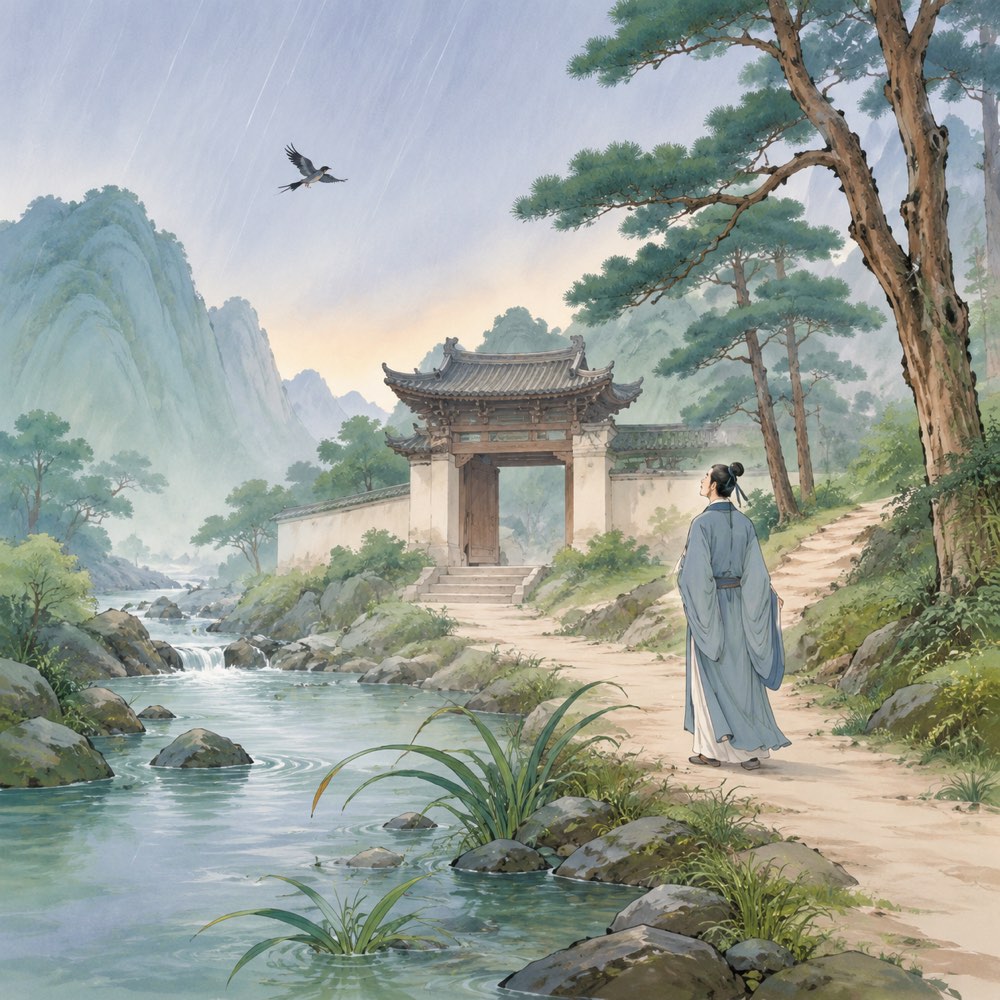 《浣溪沙·游蕲水清泉寺》诗意配图