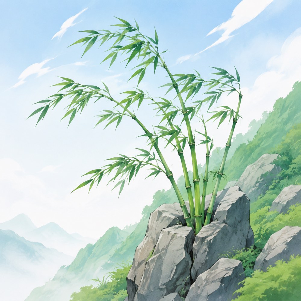 《竹石》诗意配图