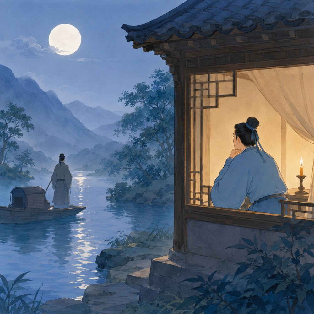《夜雨寄北》诗意配图