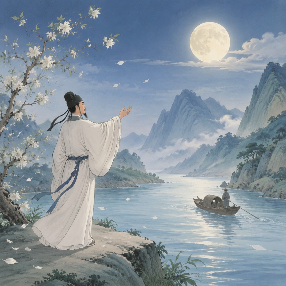 《闻王昌龄左迁龙标遥有此寄》诗意配图