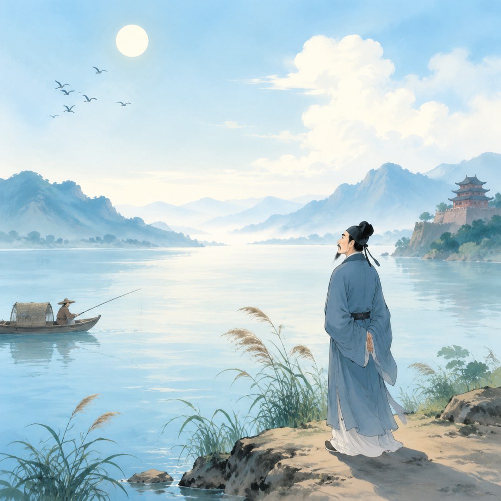 《望洞庭湖赠张丞相》诗意配图