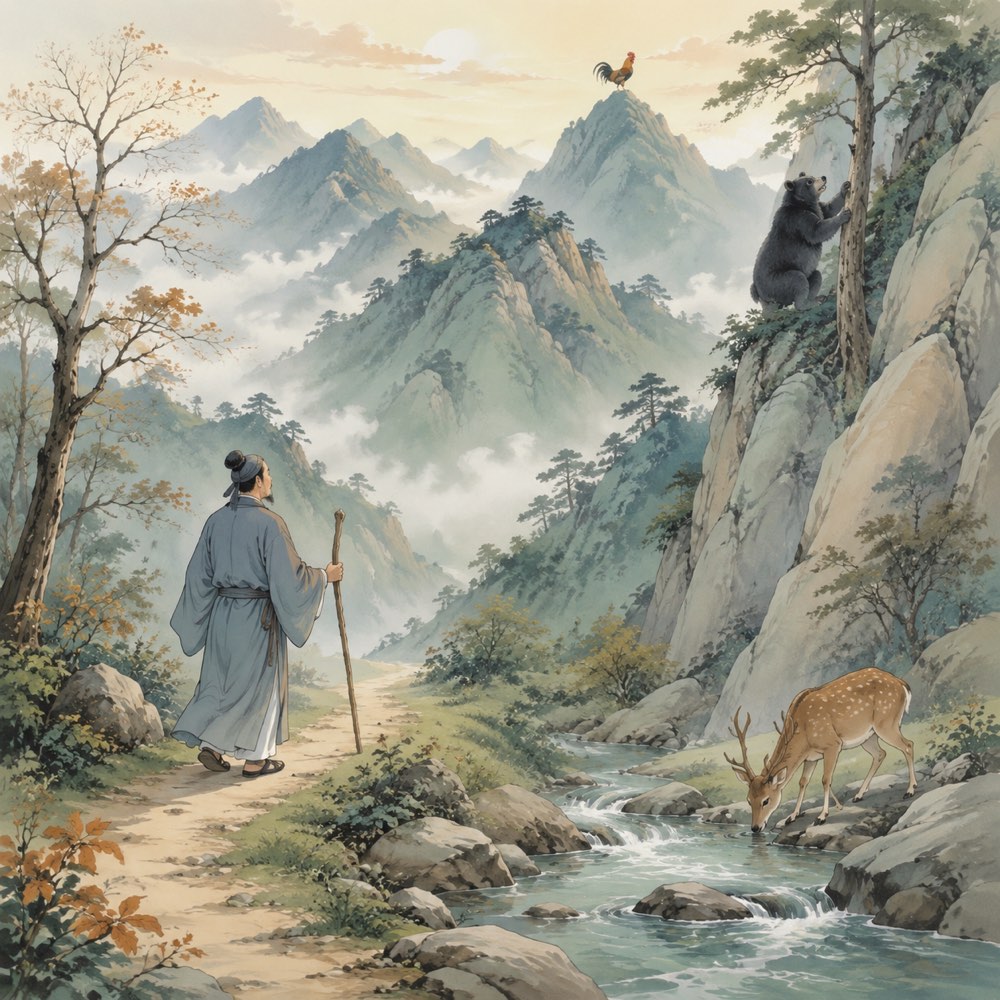 《鲁山山行》诗意配图