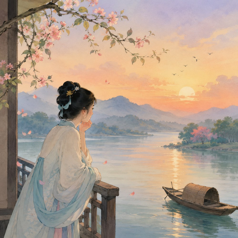 《武陵春·春晚》诗意配图