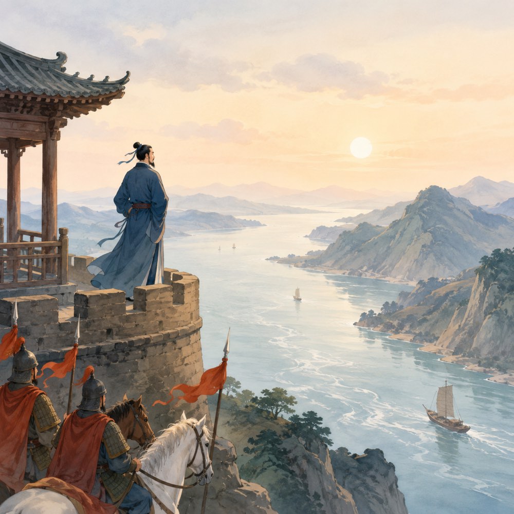 《南乡子·登京口北固亭有怀》诗意配图