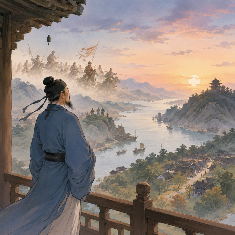 《永遇乐·京口北固亭怀古》诗意配图