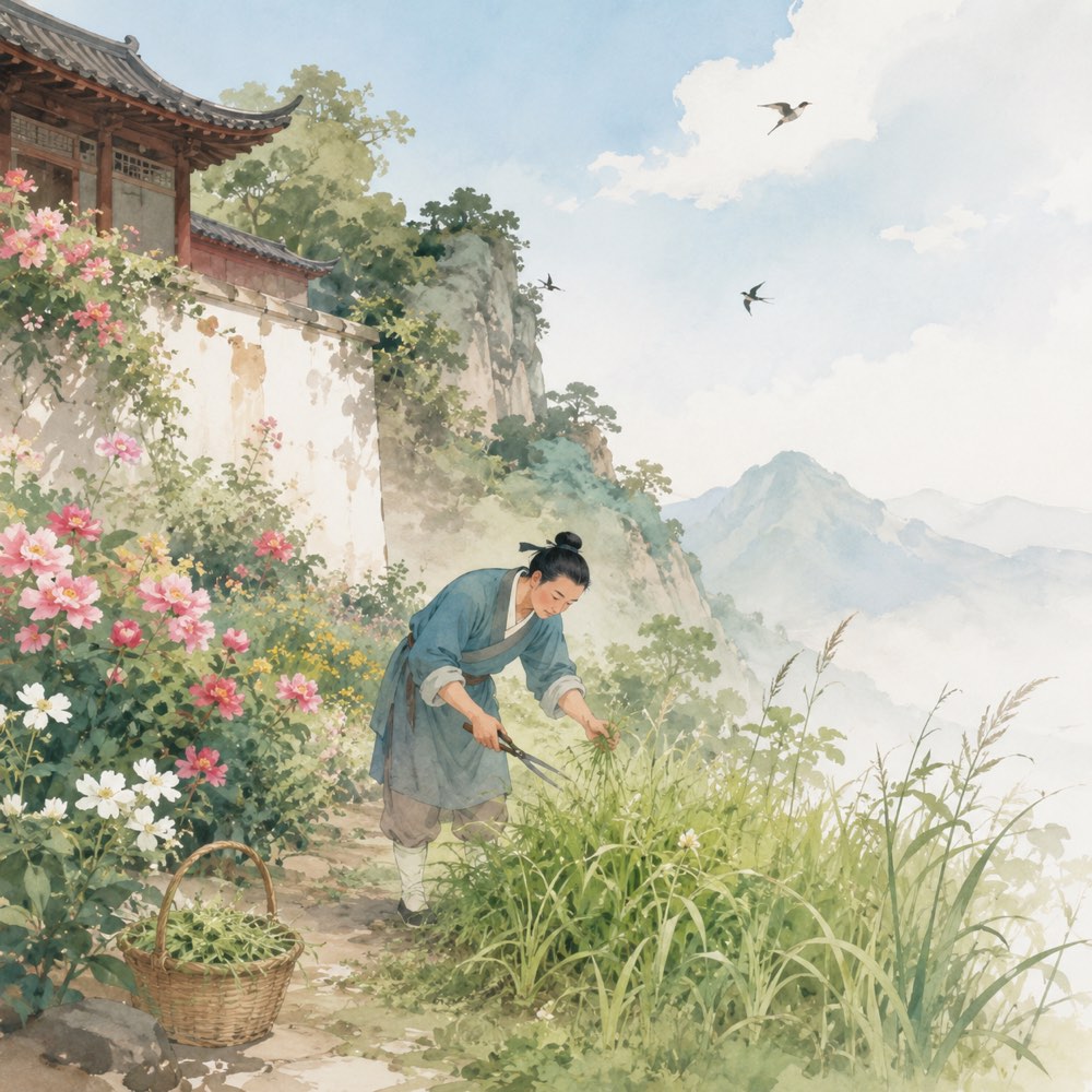 《题花山寺壁》诗意配图