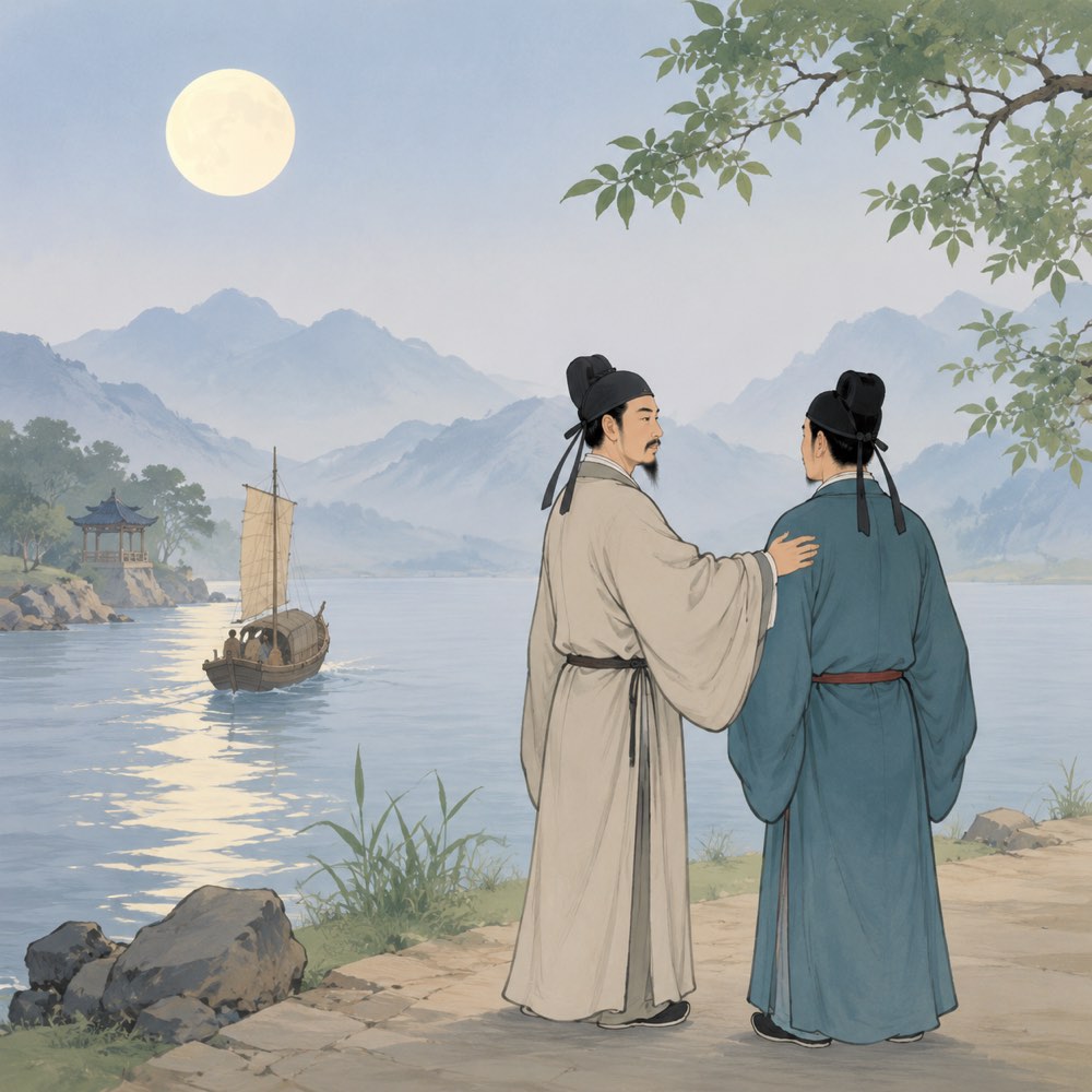 《送韦城李少府》诗意配图