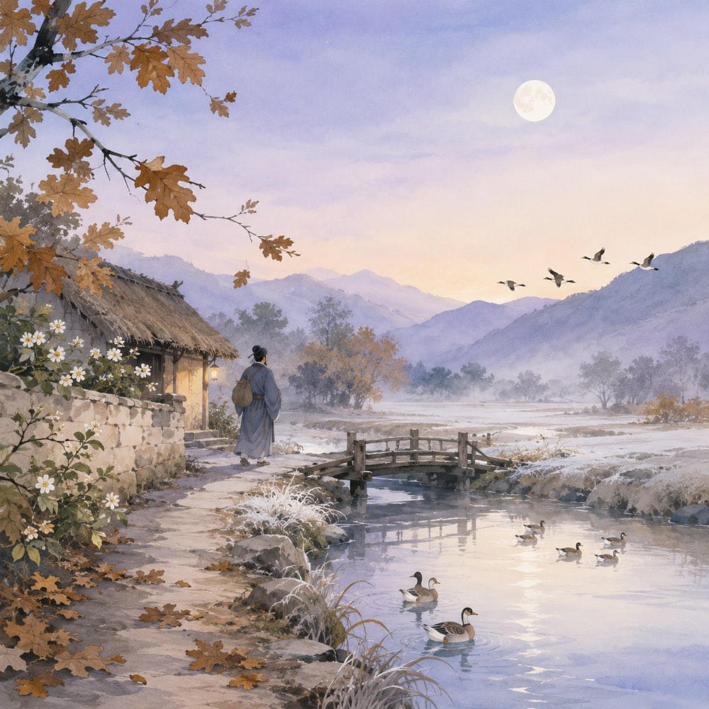 《商山早行》诗意配图