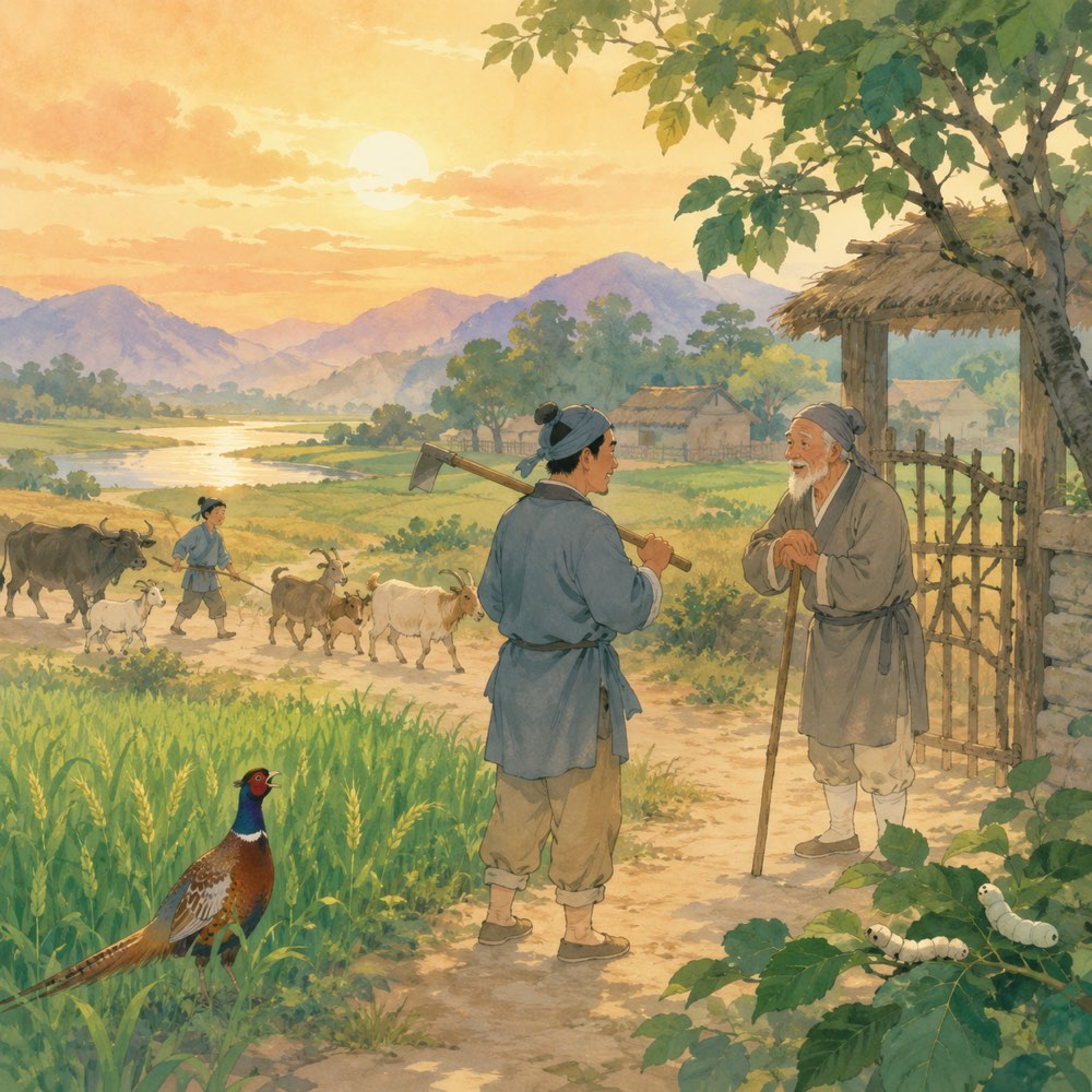 《渭川田家》诗意配图