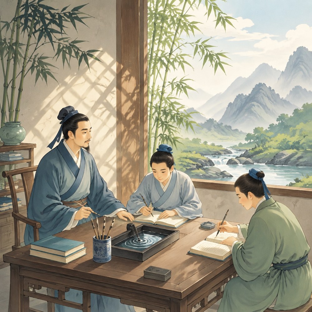 《题弟侄书堂》诗意配图
